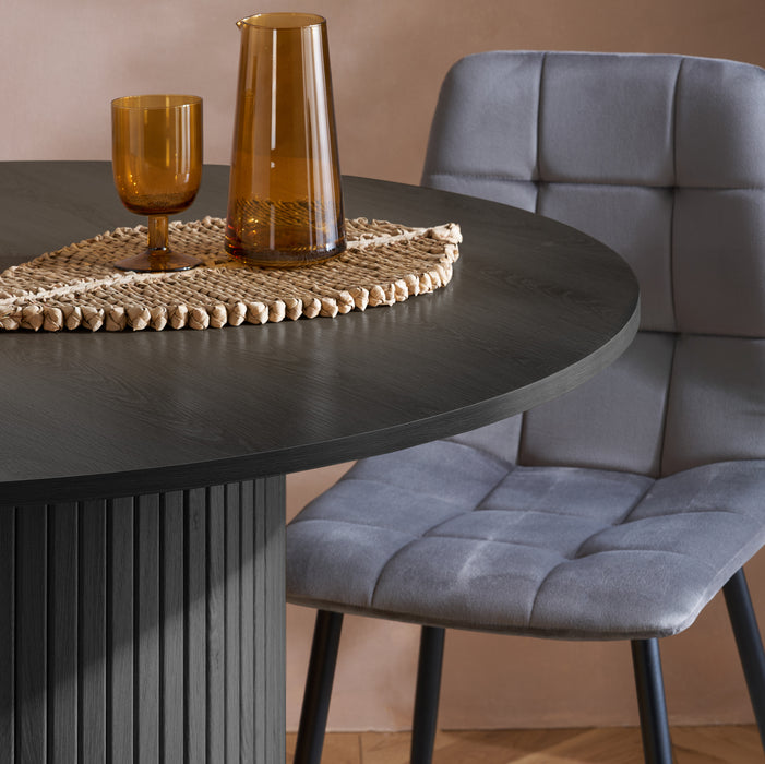 Birlea Axel Round Fluted Dining Table Black