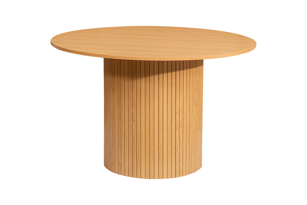 Birlea Axel Round Fluted Dining Table with 4 Chairs Oak