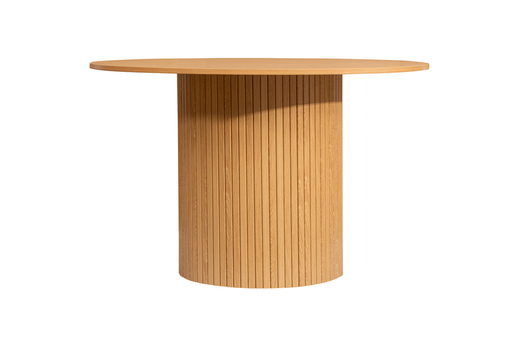 Birlea Axel Round Fluted Dining Table with 4 Chairs Oak
