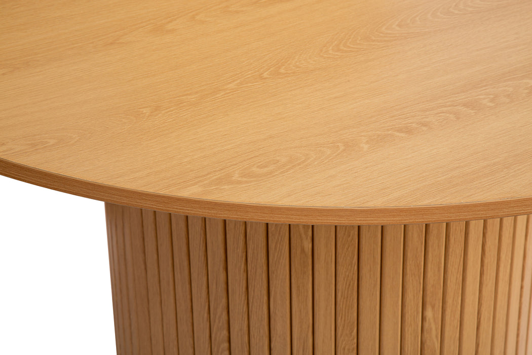 Birlea Axel Round Fluted Dining Table with 4 Chairs Oak