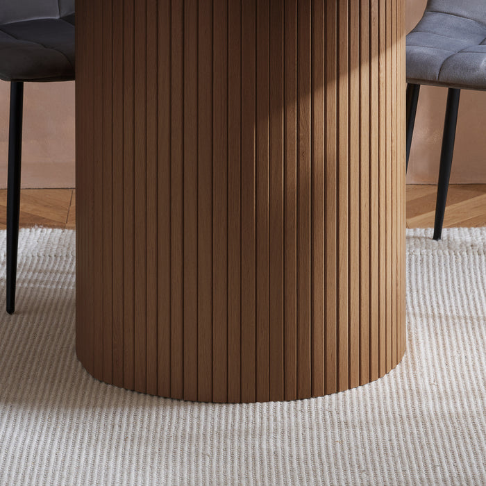 Birlea Axel Round Fluted Dining Table Walnut