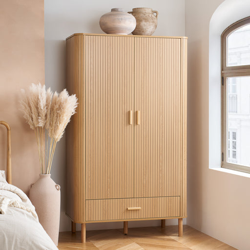 Birlea Axel 2 Door 1 Drawer Fluted Wardrobe