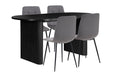 Birlea Axel Oval Fluted Dining Table With 4 Chairs Black