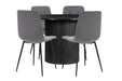 Birlea Axel Round Fluted Dining Table with 4 Chairs Black