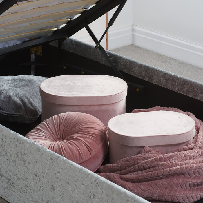 Birlea Berlin Single Ottoman Bed Steel Crushed Velvet