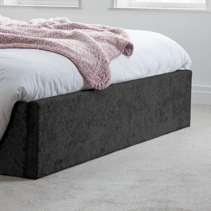 Birlea Berlin Small Double Ottoman Bed Black Crushed Velvet