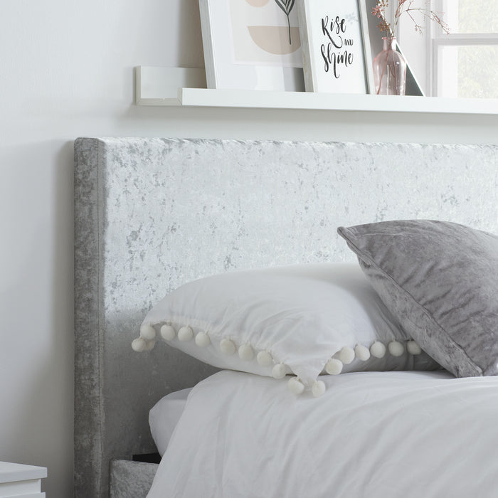 Birlea Berlin Small Double Ottoman Bed Steel Crushed Velvet