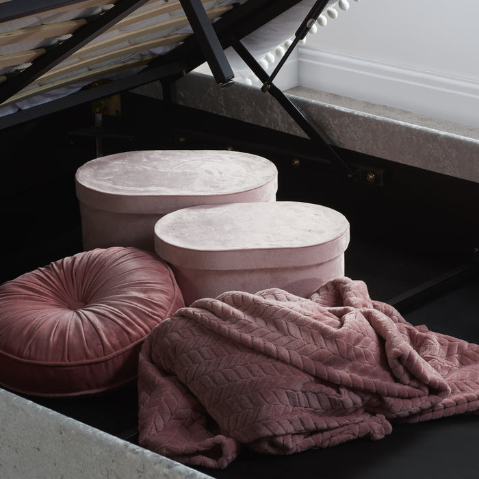 Birlea Berlin Double Ottoman Bed Steel Crushed Velvet
