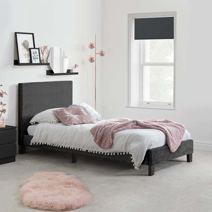 Birlea Berlin Single Bed Black Crushed Velvet