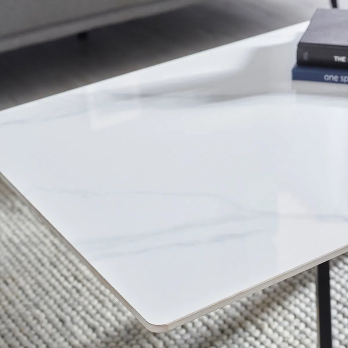 BRADLEY WHITE MARBLE COFFEE TABLE