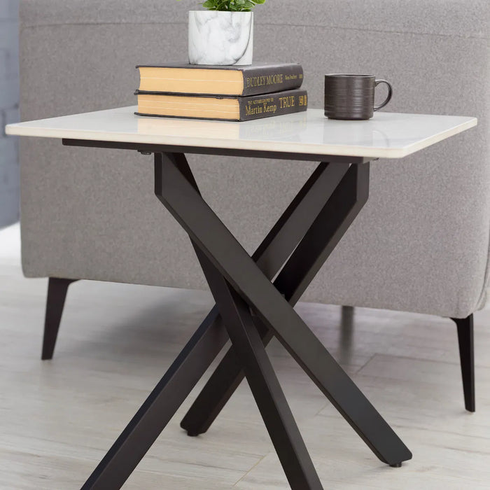 BRADLEY WHITE MARBLE LAMP TABLE