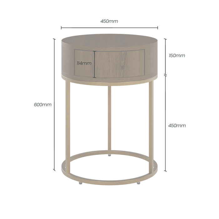 Hampton Bedside | Round Wooden