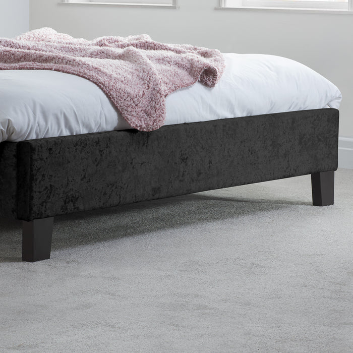 Birlea Berlin Small Double Bed Black Crushed Velvet