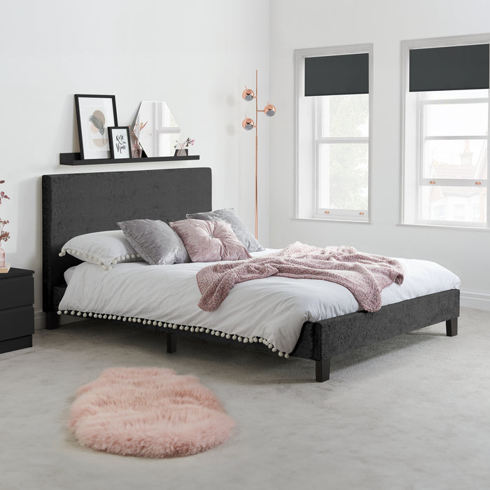 Birlea Berlin Small Double Bed Black Crushed Velvet