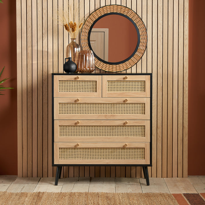 Birlea Croxley 5 Drawer Rattan Chest Black