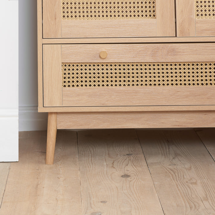 Birlea Croxley 2 Door 1 Drawer Rattan Wardrobe Oak