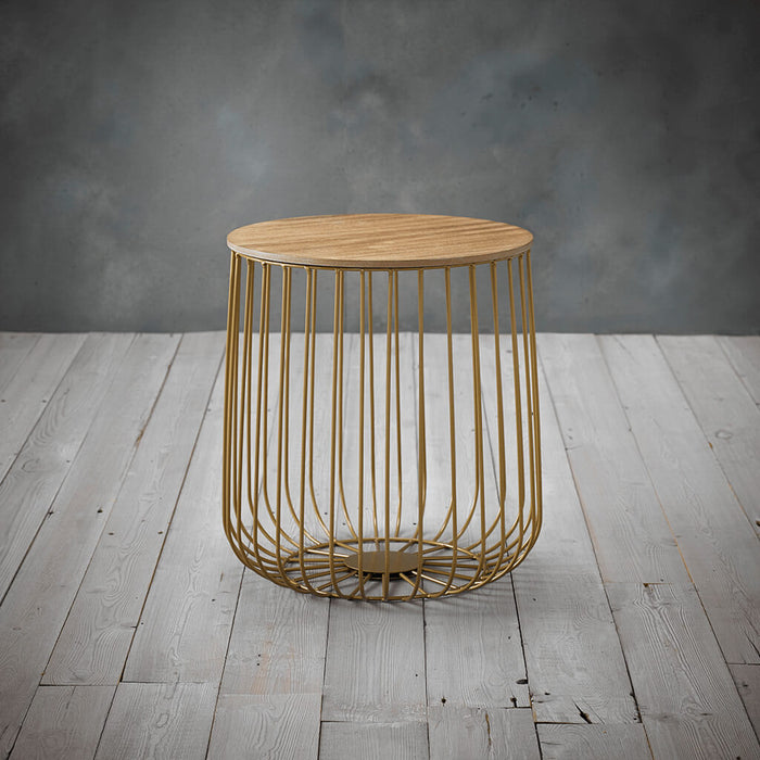 Enzo Oak & Gold Side Table — Trafalgar Furniture