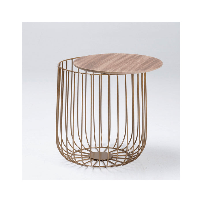 Enzo Oak & Gold Side Table — Trafalgar Furniture