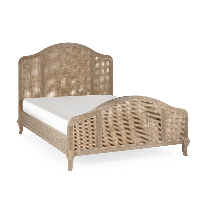 FLEUR RATTAN BED 135CM- LIGHT OAK