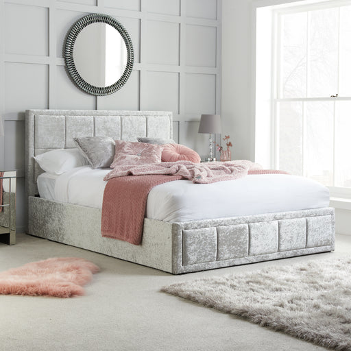 Birlea Hannover King Ottoman Bed Steel Crushed Velvet