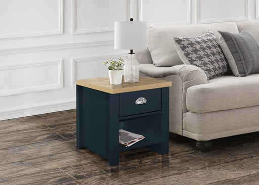 Birlea Highgate 1 Drawer Lamp Table Navy Blue & Oak