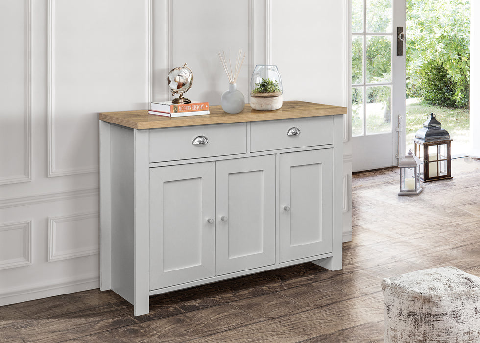 Birlea Highgate 3 Door 2 Drawer Sideboard Grey & Oak