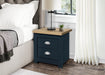 Birlea Highgate 2 Drawer Bedside Navy Blue & Oak