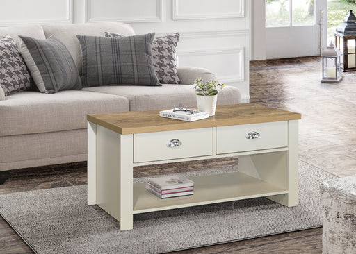 Birlea Highgate 2 Drawer Coffee Table Cream & Oak