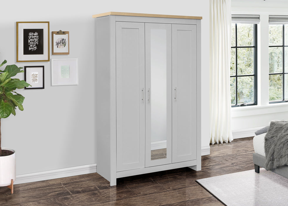 Birlea Highgate 3 Door Wardrobe With Mirror Grey & Oak