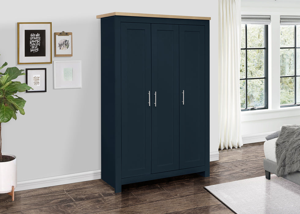 Birlea Highgate 3 Door Wardrobe Navy Blue & Oak