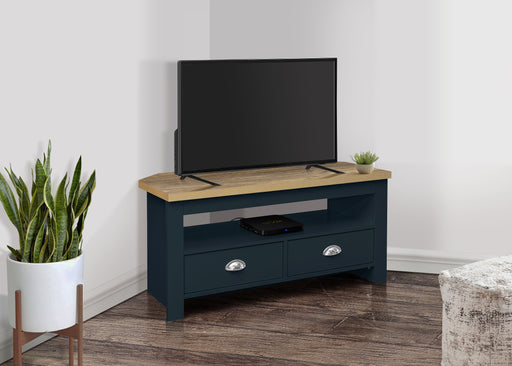 Birlea Highgate Corner TV Unit Navy Blue & Oak