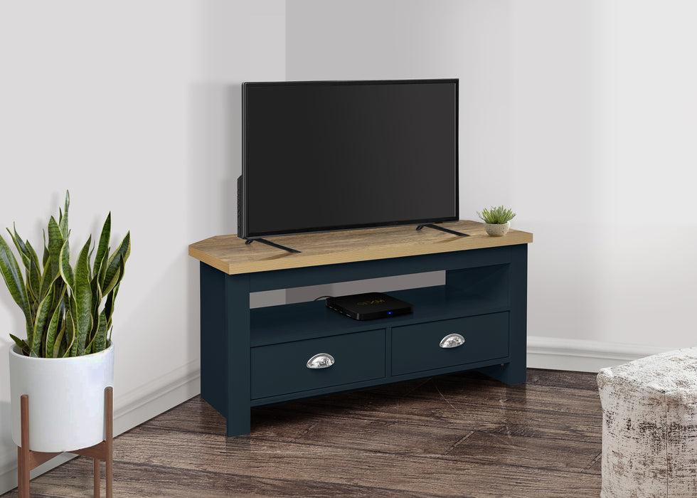 Birlea Highgate Corner TV Unit Navy Blue & Oak
