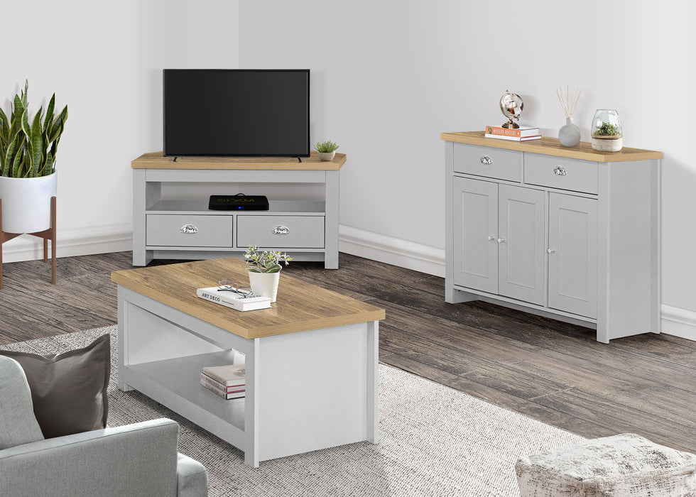 Birlea Highgate Corner TV Unit Grey & Oak