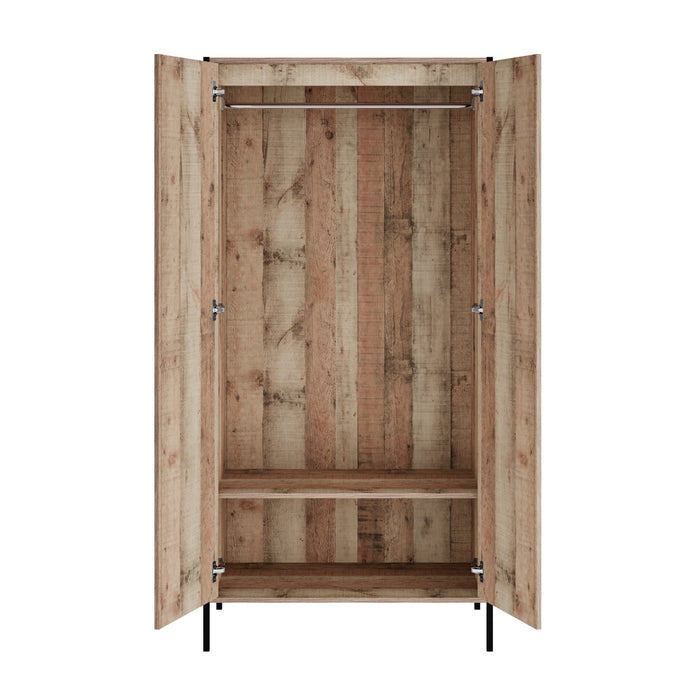 Hoxton Distressed Oak Effect Double Wardrobe
