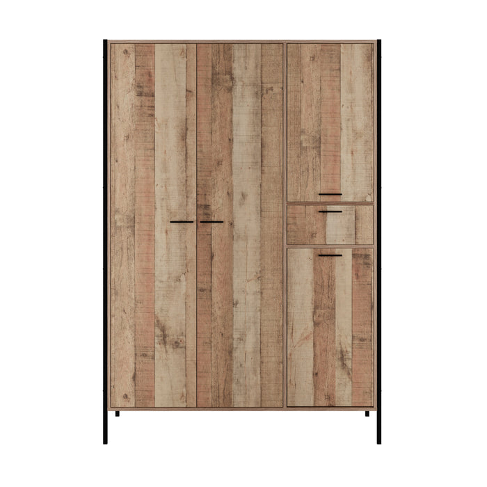 Hoxton Distressed Oak Effect Triple Wardrobe