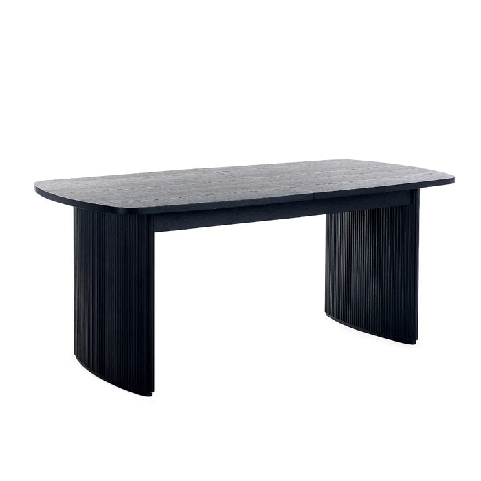 LOUIS BLACK FLUTED EXTENDING DINING TABLE