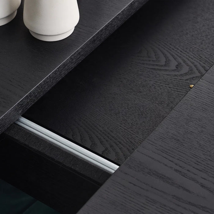 LOUIS BLACK FLUTED EXTENDING DINING TABLE
