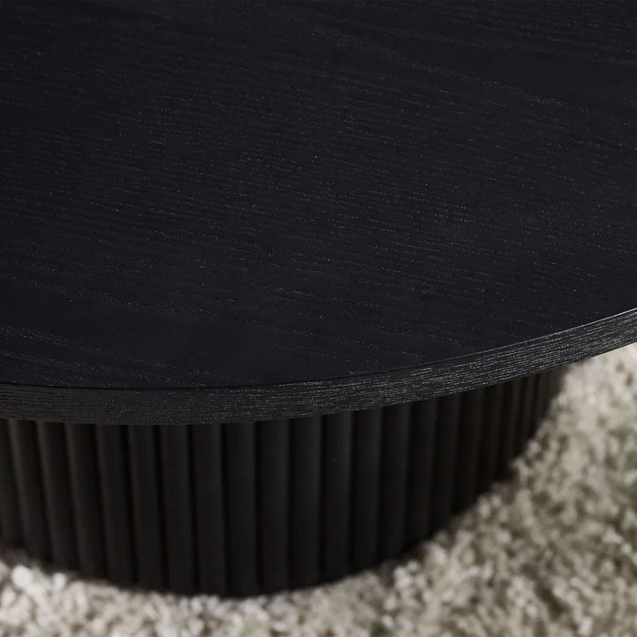 LOUIS BLACK FLUTED ROUND COFFEE TABLE