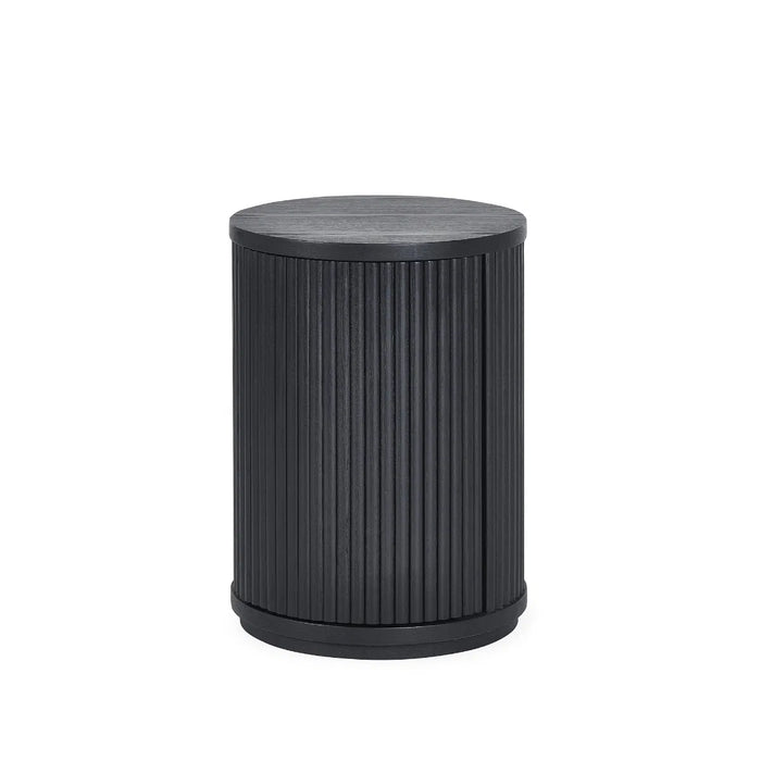 LOUIS BLACK FLUTED SIDE TABLE WITH DOOR