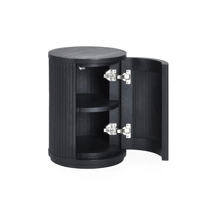 LOUIS BLACK FLUTED SIDE TABLE WITH DOOR