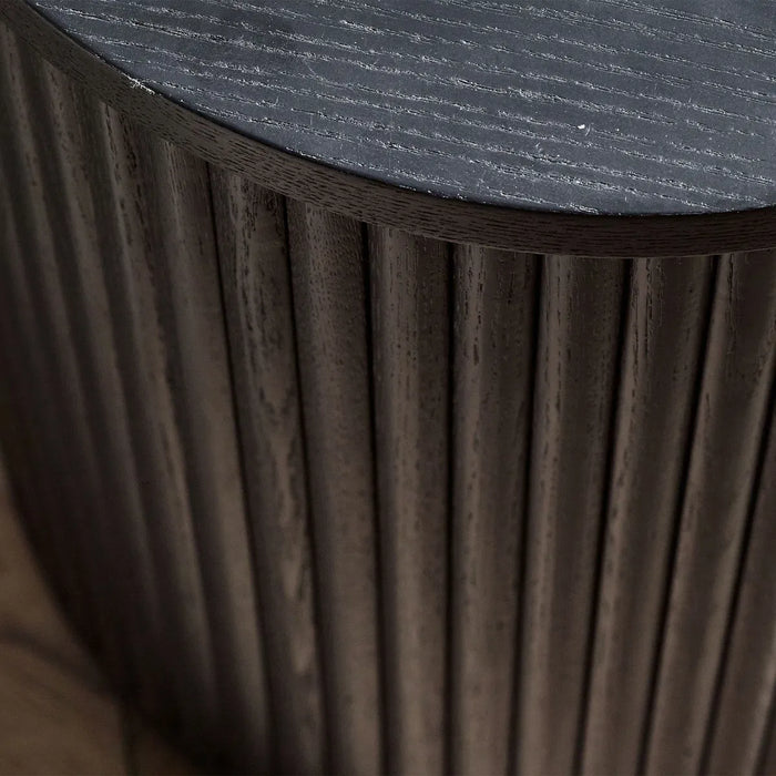 LOUIS BLACK FLUTED SIDE TABLE WITH DOOR