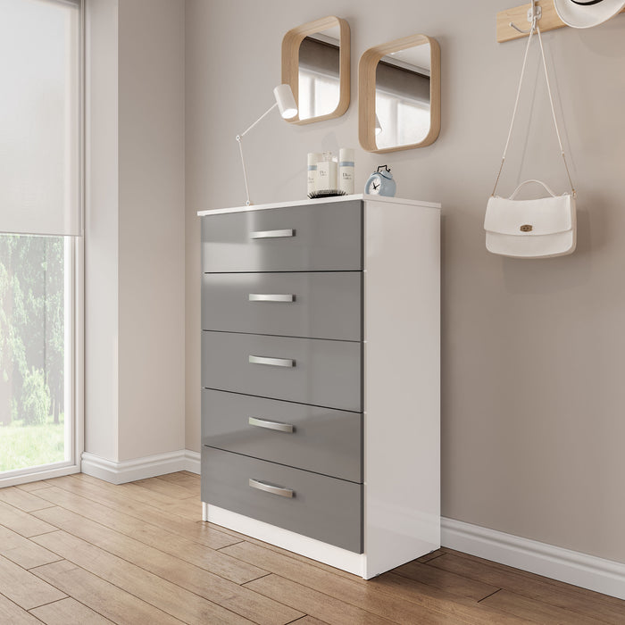 Birlea Lynx 5 Drawer Chest White & Grey