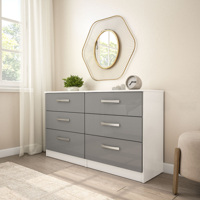 Birlea Lynx 6 Drawer Chest White & Grey