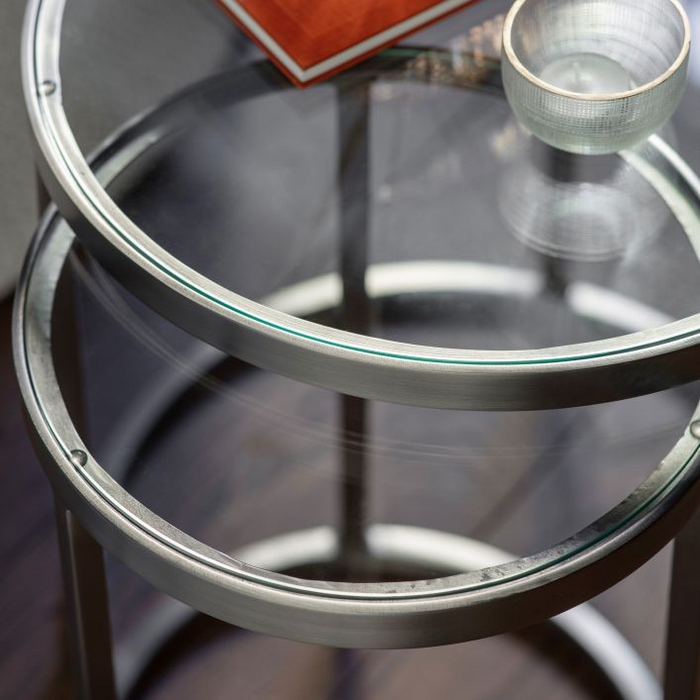 Rowe Gold and Glass Nest of 2 Tables