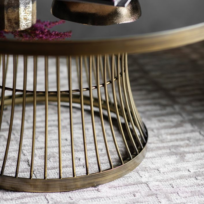 Pickford White Marble and Champagne 90cm Round Coffee Table
