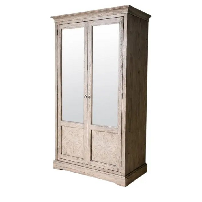 Mustique Mindi Wood Wardrobe - 2 Mirror Door