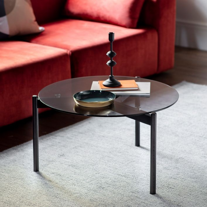 Moran Natural Oak and Glass 70cm Round Coffee Table
