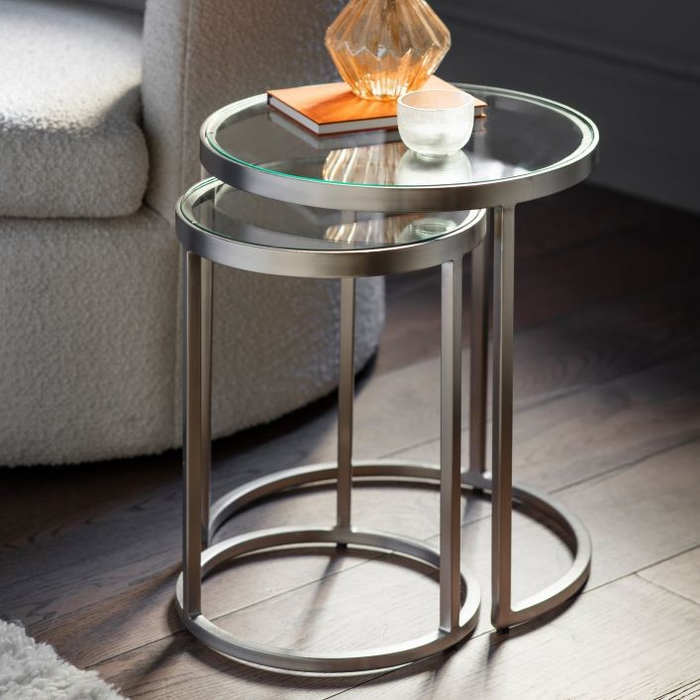 Rowe Gold and Glass Nest of 2 Tables
