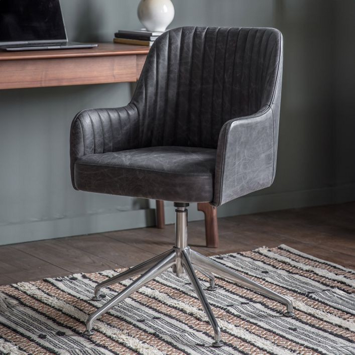 Curie Vintage Brown Leather Swivel Chair