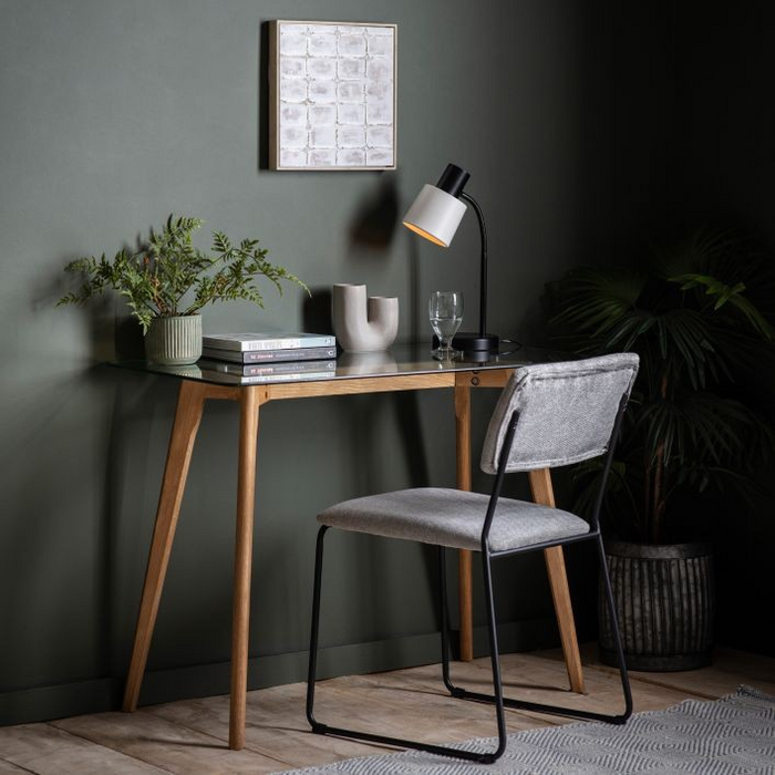 Blair Glass and Black Oak Writing Desk